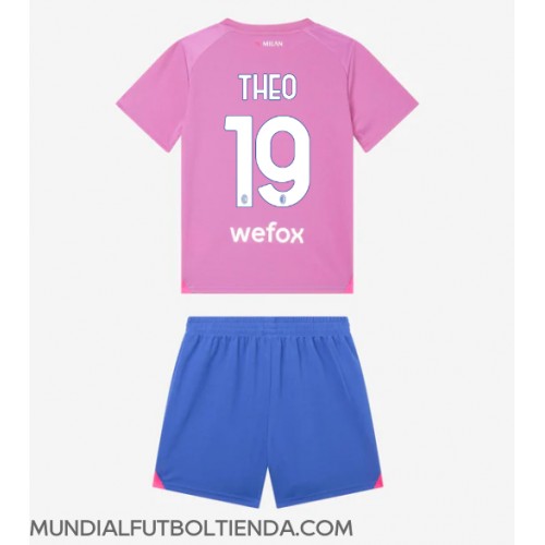 Camiseta AC Milan Theo Hernandez #19 Tercera Equipación Replica 2023-24 para niños mangas cortas (+ Pantalones cortos)